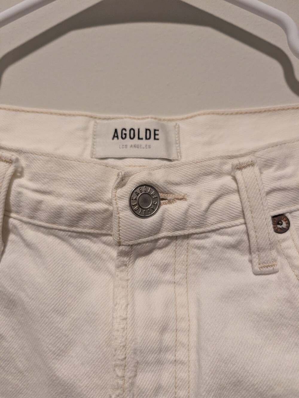 Agolde Parker Long White Frayed Hem Denim euro Summer Boho Shorts - Picture 3 of 10